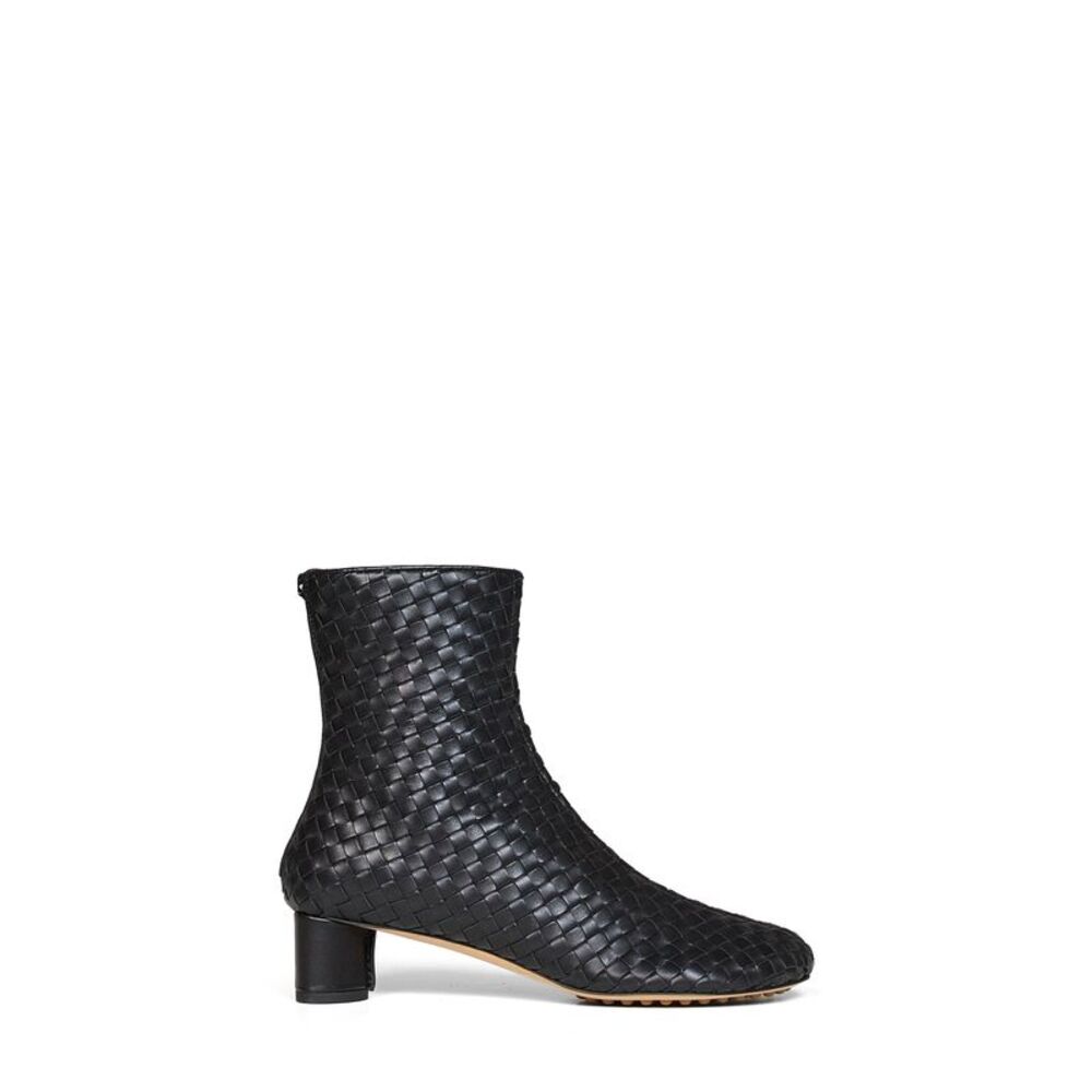Bottega Veneta Women Black Intrecciato Nappa Leather Cherry Ankle Boots